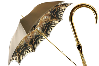 Luxury women's umbrella – double canopy automatic gold plated handle front
