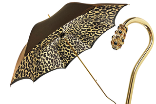 Luxury leopard women's umbrella – crystal handle premium satin front