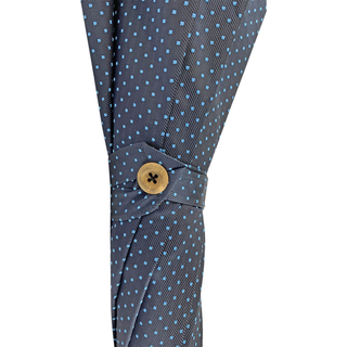 Men's double canopy navy jaquard steel ribs manual opening Italian umbrella top