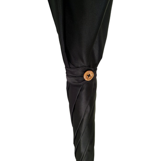 Double canopy blue striped satin men's Italian umbrella top view
