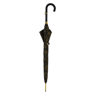 Luxury skull black gold damask leather handle 24K gold Italian umbrella close-up