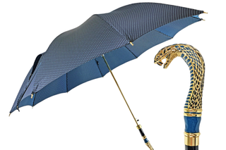 Luxury jacquard 24K gold snake handle Italian men's carbon fiber umbrella front