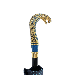 Luxury jacquard 24K gold snake handle Italian men's carbon fiber umbrella canopy