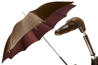Luxury two-tone crocodile handle gift handmade Italian men's umbrella front