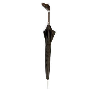 Luxury two-tone crocodile handle gift handmade Italian men's umbrella close-up