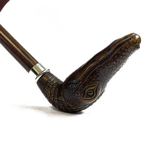 Luxury two-tone crocodile handle gift handmade Italian men's umbrella top view