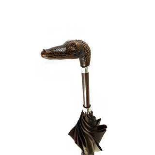 Luxury two-tone crocodile handle gift handmade Italian men's umbrella canopy