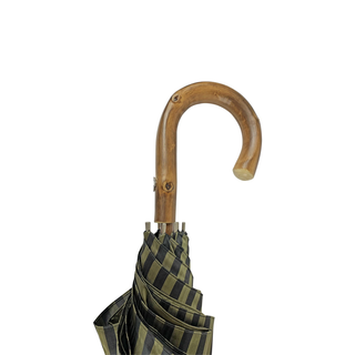 Classic green chestnut wood handle double cloth handcrafted Italian umbrella canopy