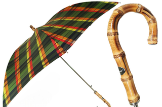 Italian men's luxury bamboo handle automatic wind resistant umbrella front view