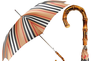 Luxury men's striped bamboo handle automatic polyester Italian umbrella front