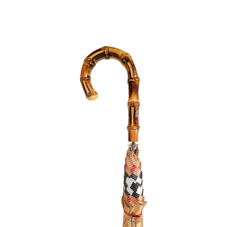Luxury men's striped bamboo handle automatic polyester Italian umbrella canopy
