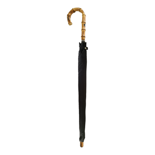 Automatic black men's silver frame Whanghee bamboo handle Italian umbrella canopy