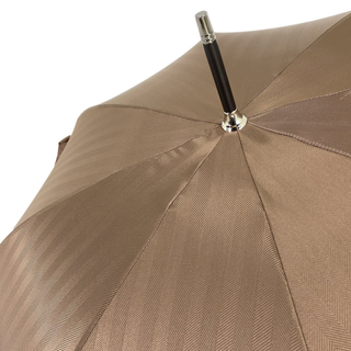 Handcrafted striped men's double canopy engraved wood handle Italian umbrella open