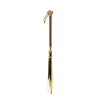 gold-plated jet crystal handle handmade Italian luxury shoehorn side view