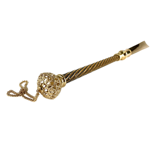 gold-plated jet crystal handle handmade Italian luxury shoehorn handle detail