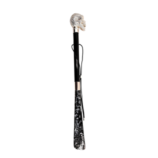 silver skull Swarovski crystal gift box handmade Italian luxury shoehorn side view