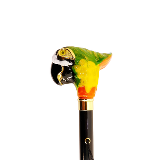 enamelled parrot handle golden accents handmade Italian luxury shoehorn close-up