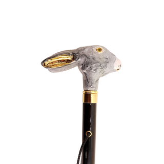 enamelled rabbit handle gold gift box handmade Italian luxury shoehorn close-up