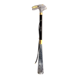 enamelled rabbit handle gold gift box handmade Italian luxury shoehorn side view