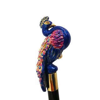enamelled peacock handle handmade Italian elegant luxury shoehorn side view