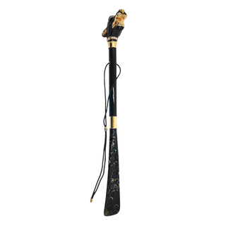 enamelled dog handle Swarovski collar handmade Italian luxury shoehorn side view