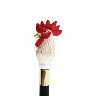 enamelled rooster handle handmade Italian luxury shoehorn side view