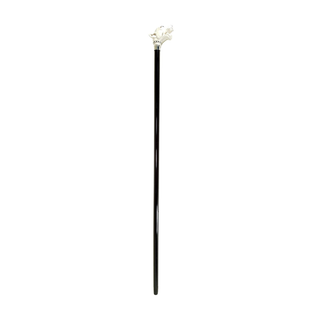 Swarovski ivory lacquer black wooden shaft handcrafted Italian walking cane close-up