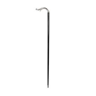 Silver plated black crystal handle handcrafted Italian walking cane side view