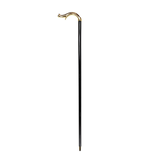 24K gold handle black beechwood Italian luxury walking stick side view