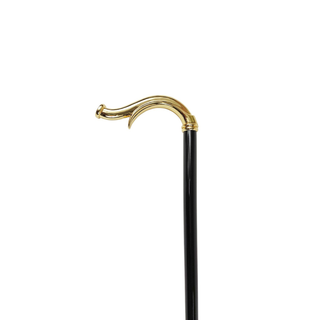 24K gold handle black beechwood Italian luxury walking stick handle detail