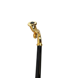 24K gold handle black beechwood Italian luxury walking stick close-up