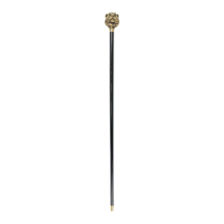 Gold plated tiger design black beechwood handcrafted Italian walking stick close-up