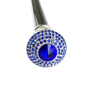 Sapphire silver knob elegant handmade Italian walking stick detail