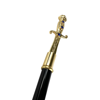 Brass 24K gold handle Swarovski crystal handmade Italian luxury walking stick handle detail