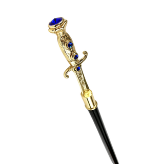 Brass 24K gold handle Swarovski crystal handmade Italian luxury walking stick side view
