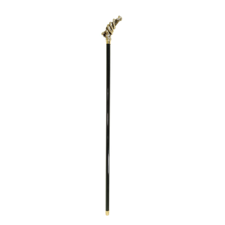 Gold plated snake handle crystal Italian handcrafted walking cane side view