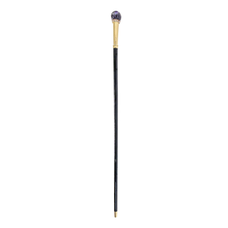 24K gold amethyst gemstone gold plated tip elegant Italian walking stick close-up