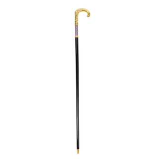 Sapphire crystal handle black beechwood handcrafted Italian luxury walking cane close-up