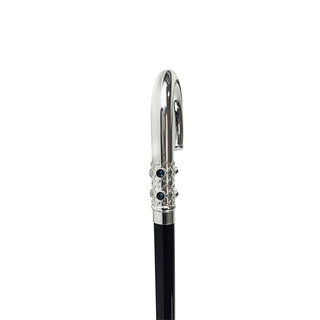 Blue crystal handle silver plated tip handcrafted Italian walking stick detail