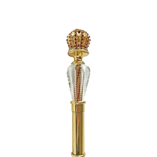 Red crystal black beechwood handmade Italian walking stick handle detail