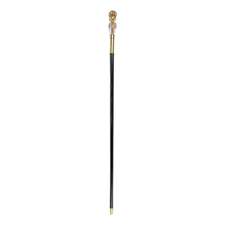 Red crystal black beechwood handmade Italian walking stick close-up