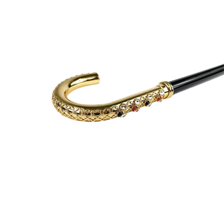 Gold plated filigree Swarovski handle handmade Italian walking stick detail