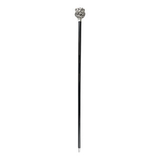 Silver plated tiger handle handmade Italian walking stick close-up