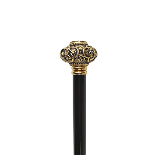 24K gold knob red crystal handmade Italian designer luxury walking stick full length