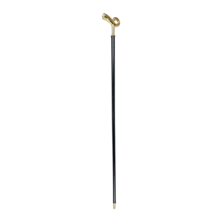 24K brass gold handle black beechwood handcrafted Italian walking stick detail