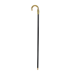 Gold plated hand-painted leaf handle Italian luxury walking cane detail