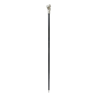 Silver plated ram handle black beechwood handcrafted Italian walking stick close-up