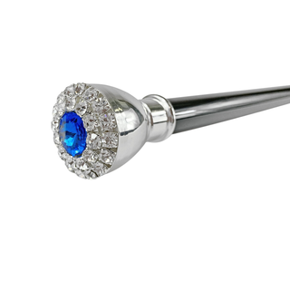 Silver-plated crystal knob handcrafted Italian luxury walking stick side view
