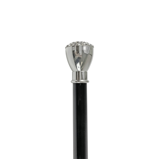 Silver-plated crystal knob handcrafted Italian luxury walking stick handle detail