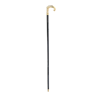 Gold-plated engraved handle handcrafted Italian luxury walking stick side view